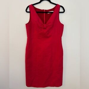 Carolina Herrera Red / Pink Sheath Mini Dress V-neck Sleeveless Size 12